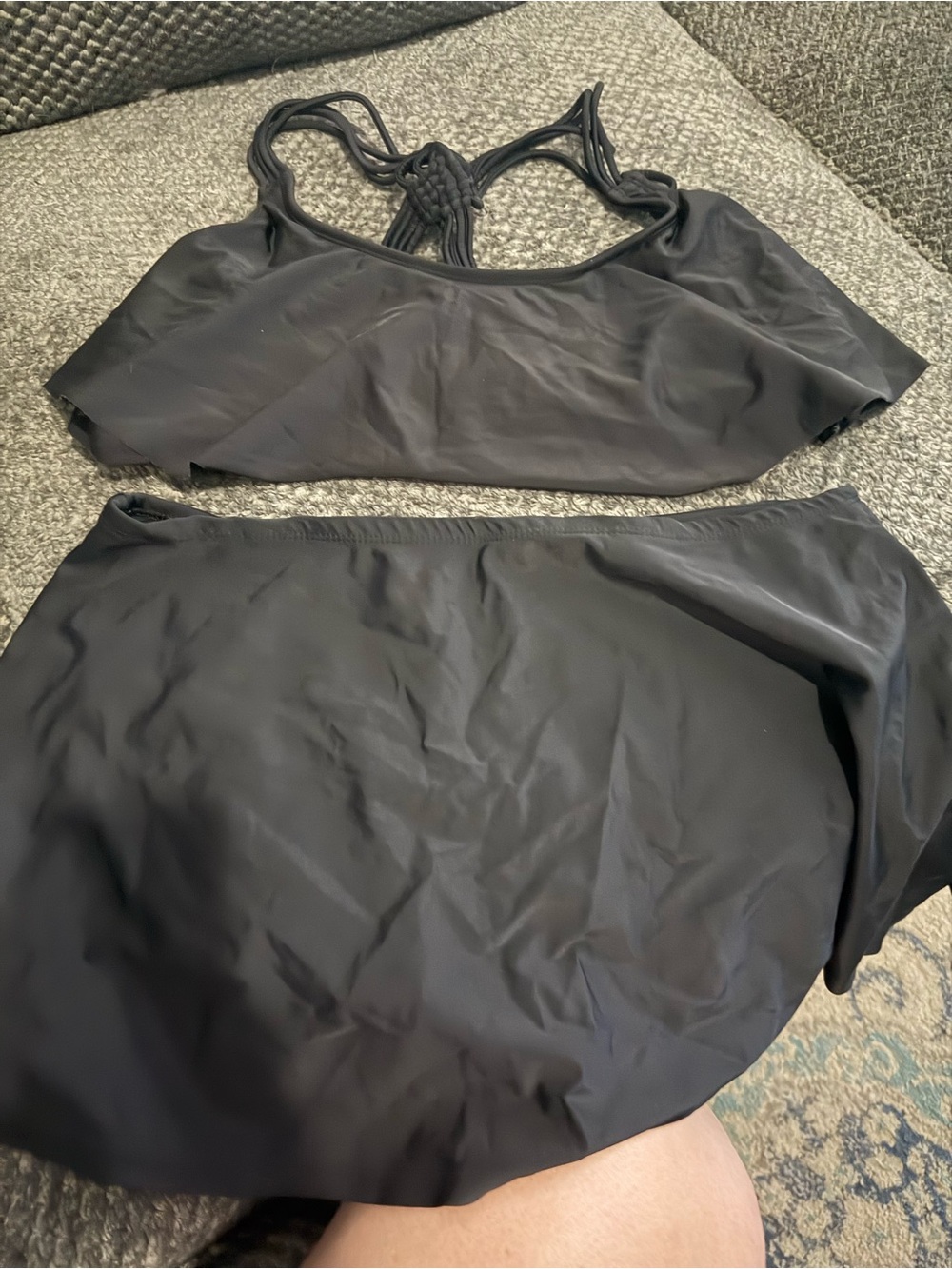 Black Two-Piece Swim Set with Braided Back